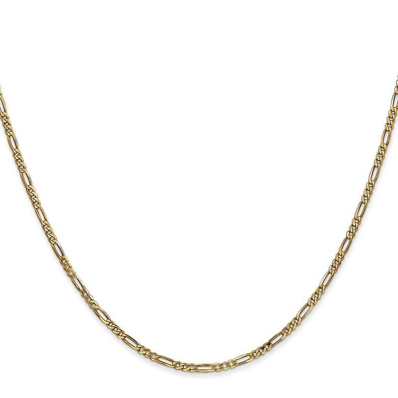Curata 14k Yellow Gold 10" 1.8mm Flat Figaro Chain Anklet (Lobster-claw)