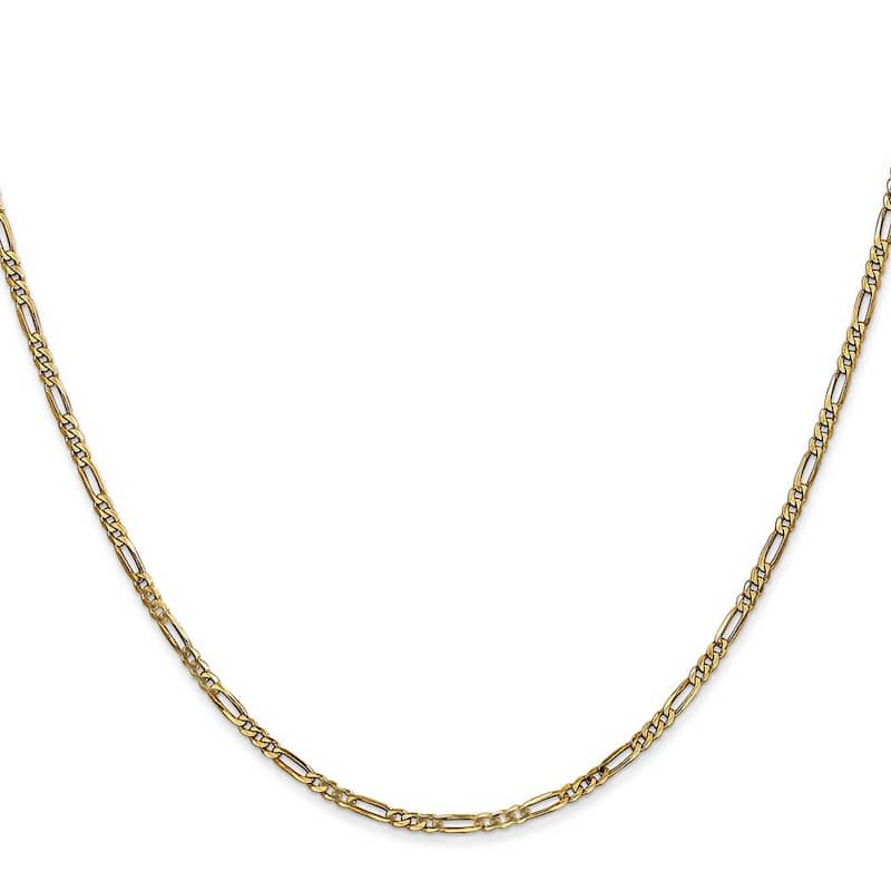 Curata 14k Yellow Gold Solid 1.8mm Flat Figaro Chain Necklace (Lobster) Options: 16 18 20 24