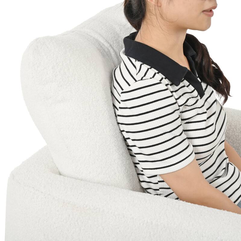 White 26.77" Upholstered Arm Chair