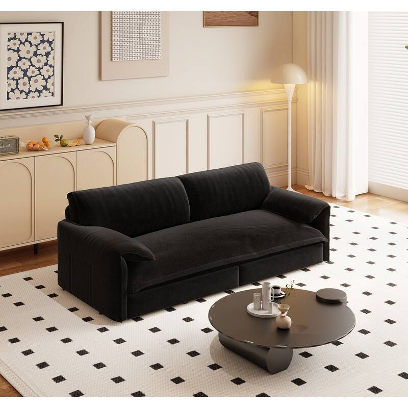 66" Queen Pull Out Sofa Bed, 3-in-1 Convertible Sleeper Sofa with Side Storage