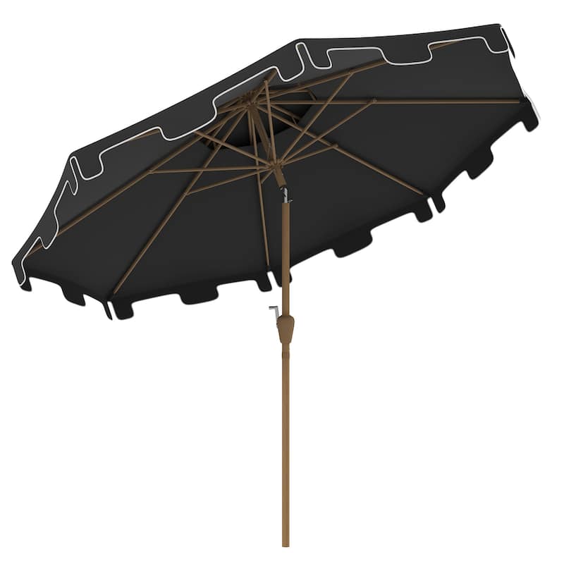 9' Umbrella with Push Button Tilt and Crank,Double Top Ruffled,8 Ribs