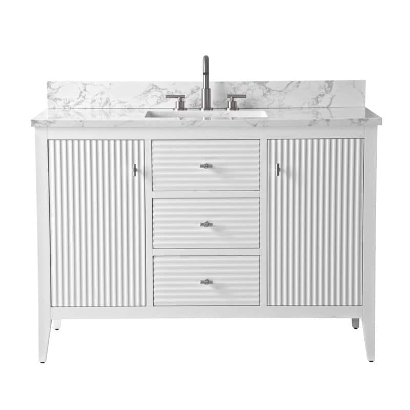 Vanity Art 48" Single Sink Bathroom Vanity Cabinet with Engineered Marble Countertop