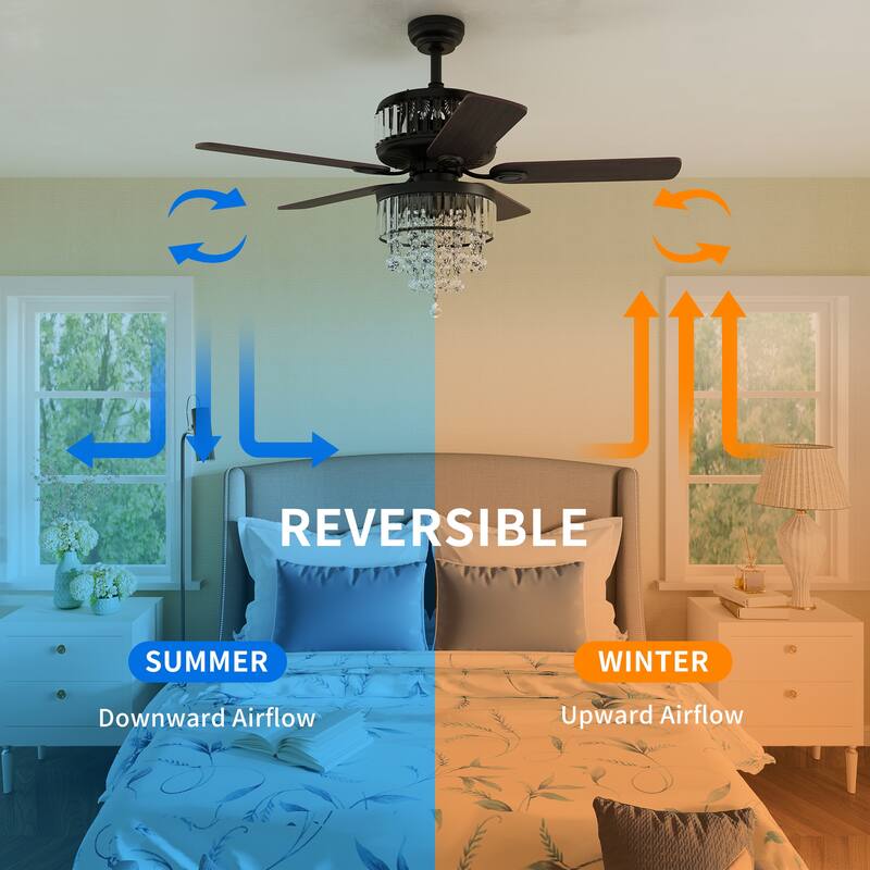 52" Moasis Dual-Sided Chandelier Ceiling Fan - 5 Blades - Includes Remote - 52
