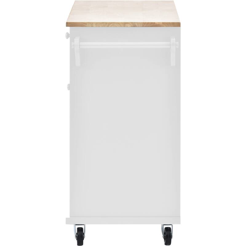 Rolling Kitchen Island with Storage Cabinet Solid Woodne Desktop, Microwave Cabinet, Floor Standing Server Sideboard for Kitchen