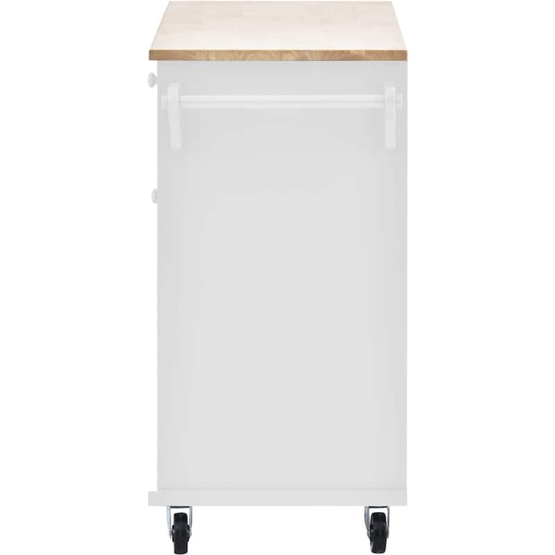 Rolling Kitchen lsland with Adjust Layer and Open Compartments