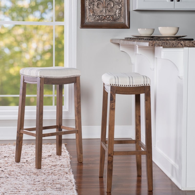 Linon Willamette Linen Topped Bar Stool