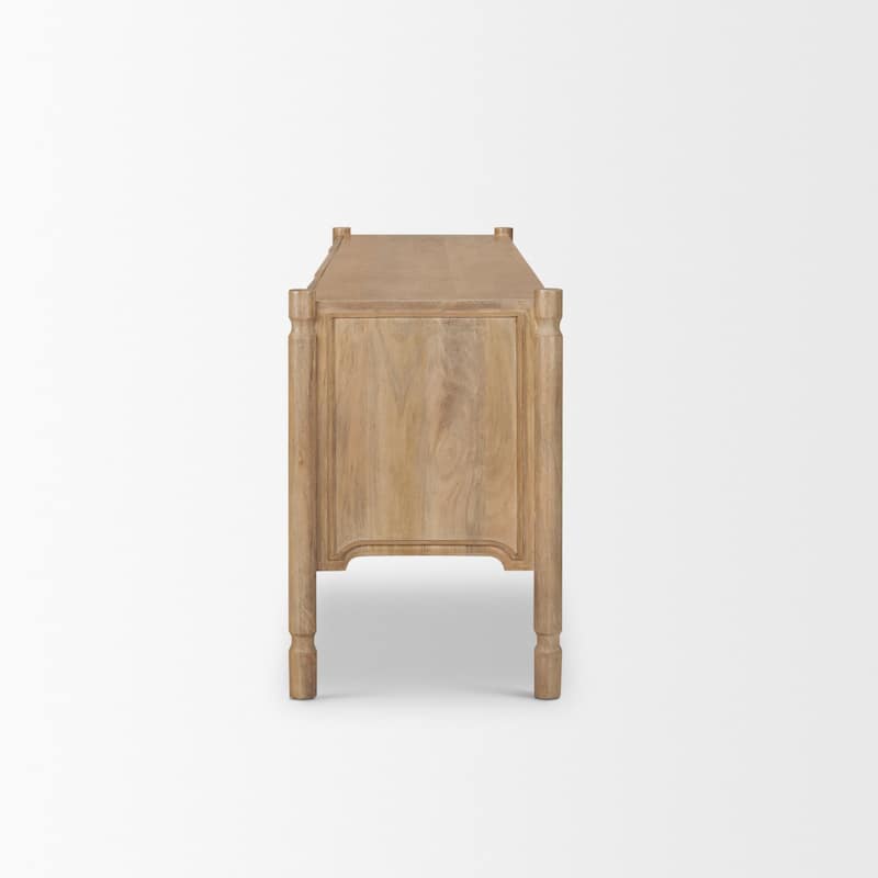 Grier Light Brown Solid Wood With Cane Accents Media Console