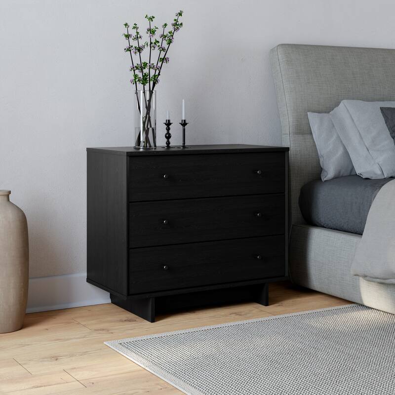 Prepac Finnley 3-Drawer 31" W Nightstand, Extra-Wide Bedside Table with Storage, Modern End Table for Home, Bedroom, Living Room