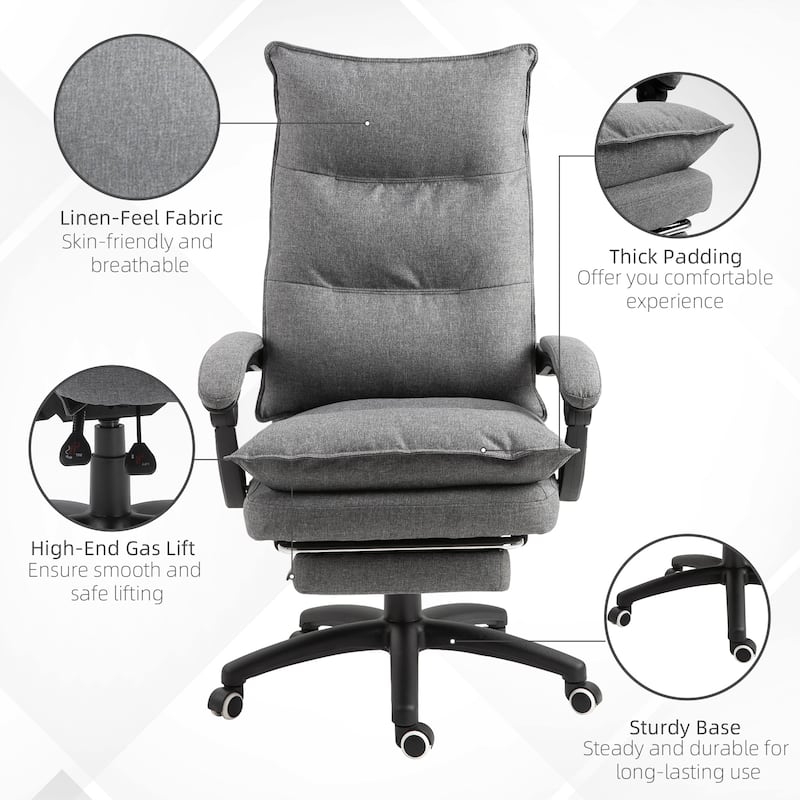 360°Swivel Office Chair with Retractable Footrest and Double Padding