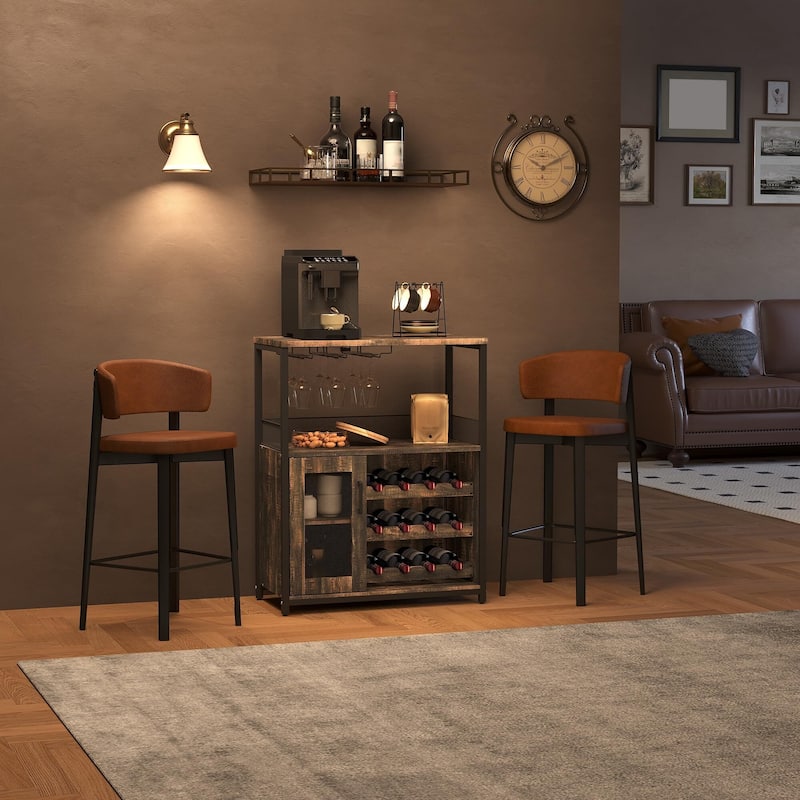 3-Tier Wine Bar Cabinet with Storage, Wine Rack & Glass Holder, Small Liquor Cabinet for Home, Black Corner Storage with Shelves