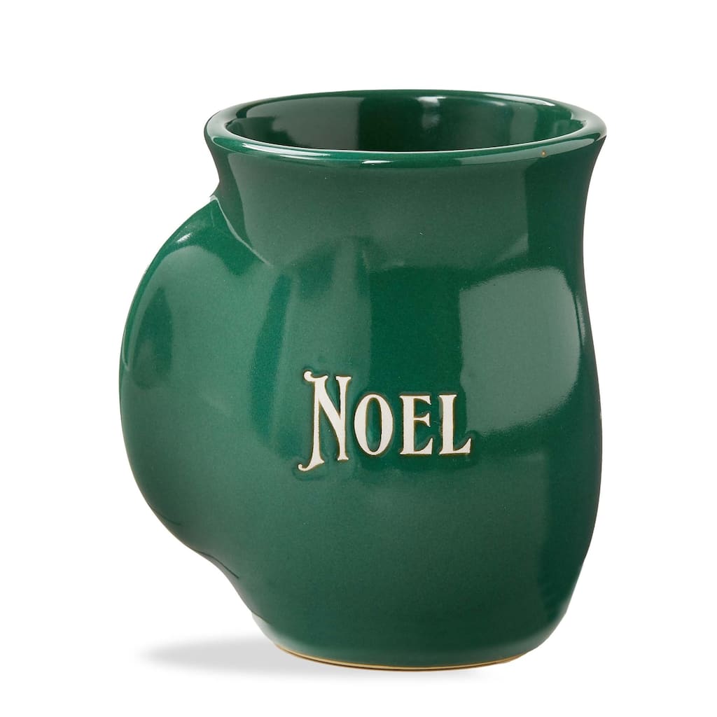 Noel Handwarmer Mug - 18oz Ceramic Drinkware for Christmas - Green, Dishwasher Safe, Perfect for Cozy Winter Drinks