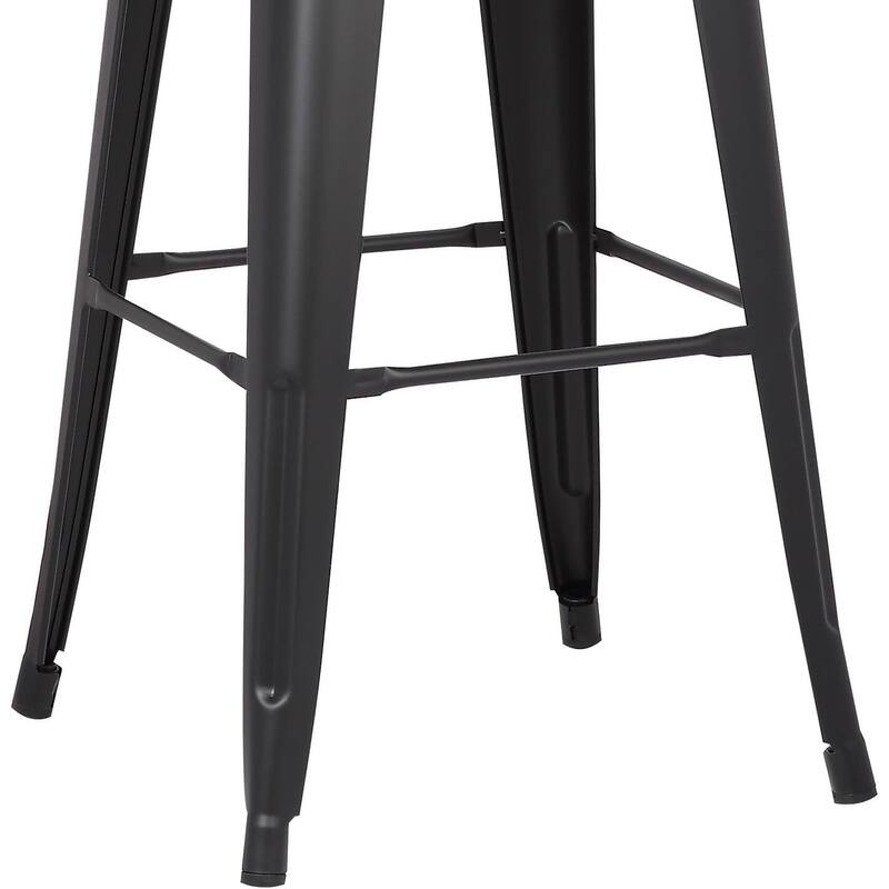 Industrial Metal Bar Stools Set of 2 Bucket Back 4 Leg Design 30in Seat Matte Black