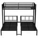 preview thumbnail 10 of 10, Black Metal Triple Bunk Bed, Twin Over Twin & Twin XL Over Twin with Guardrails