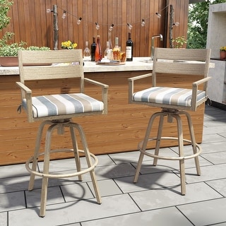 Outdoor Aluminum Swivel Patio Bar Stools with Sunbrella Fabric Cushion