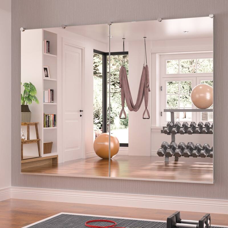 Keonjinn Frameless Tempered Glass Gym Mirror Wall Mounted for Gym, Yoga, Dance Studio