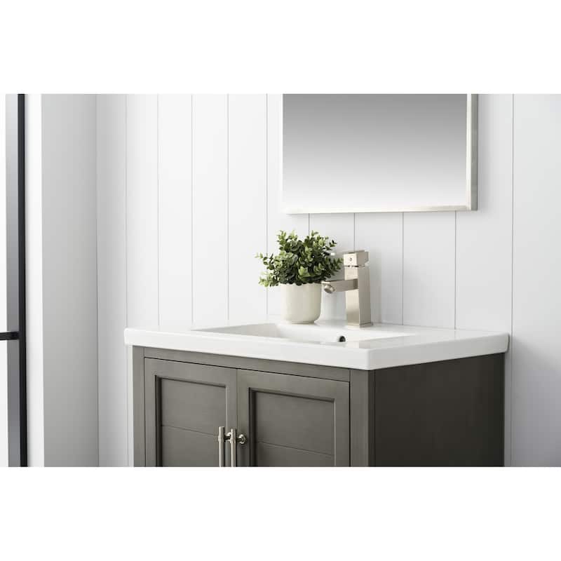 Vanity Art 30" Single Sink Bathroom Vanity with Ceramic Sink & Top - Grey