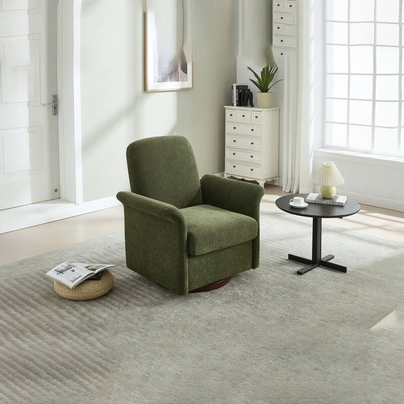 Modern Barrel Armchair with Wood Base
