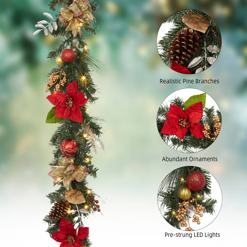 6ft Festive Decor Battery Operated Pre-Lit Christmas Garland - N/A
