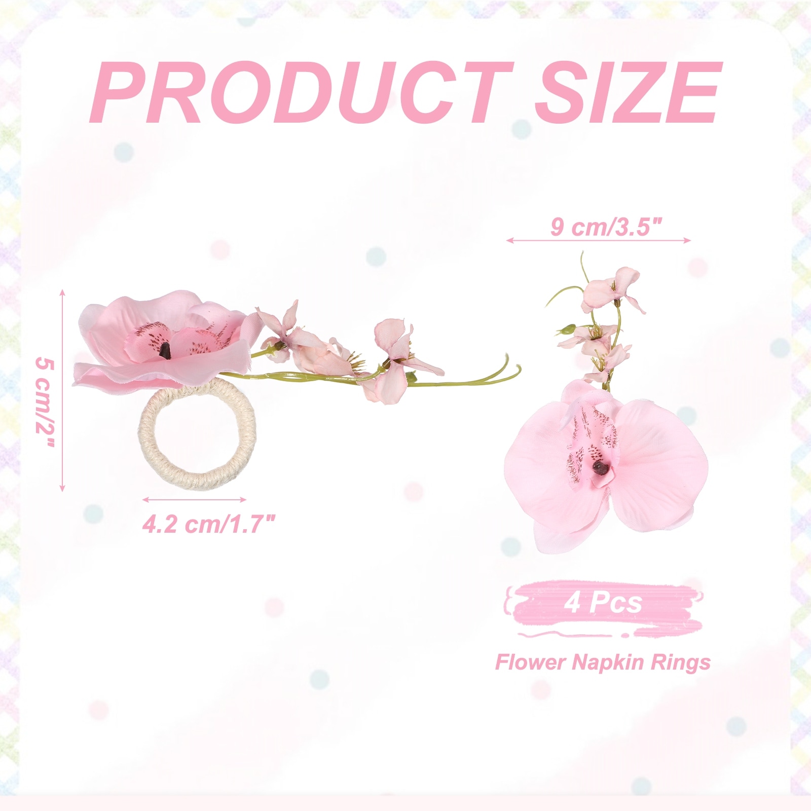 Flower Napkin Rings, Handmade Orchid Napkin Ring Holders Buckles Table Decorations