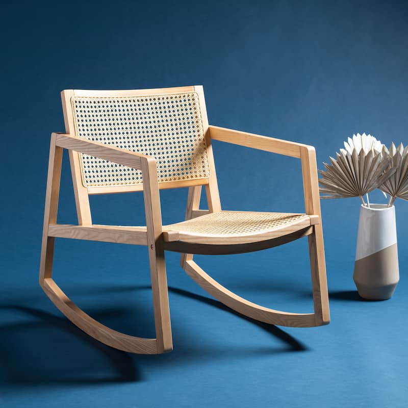SAFAVIEH Couture Perth Rattan Rocking Chair - 22.8"x34.3"x30.5" - Natural