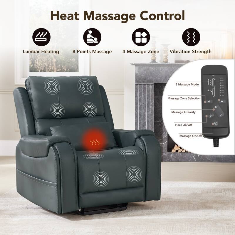 Spruce & Spring Leather Lift Recliner Chair for Elderly with Heat and Massage