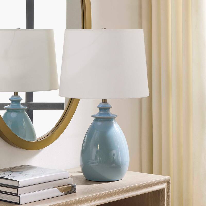 Uttermost Lorene Light Blue Table Lamp - 15.00" W x 24.50" H x 15.00" D