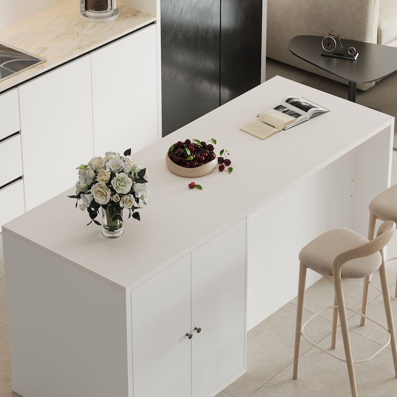 Kitchen Island Large Storage Cabinet with 10-Gallon Trash Bin Space, Sideboard Buffet Ding Table