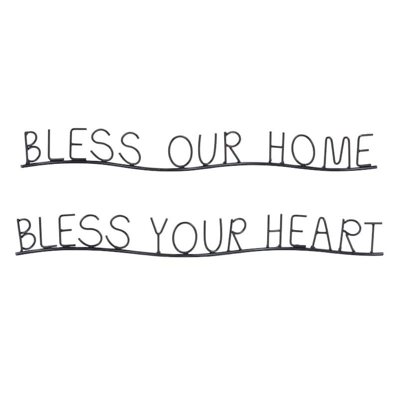 Bless Our Home and Heart Metal Sentiment Decorations - 21" - Set of 4