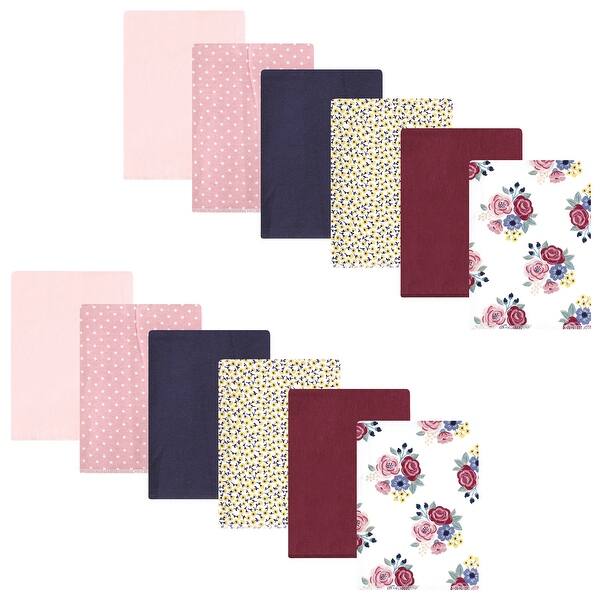 slide 1 of 1, Hudson Baby Infant Girl Cotton Flannel Burp Cloths Bundle, Blush Navy Floral, One Size - Blush Navy Floral - One Size One Size - Blush Navy Floral