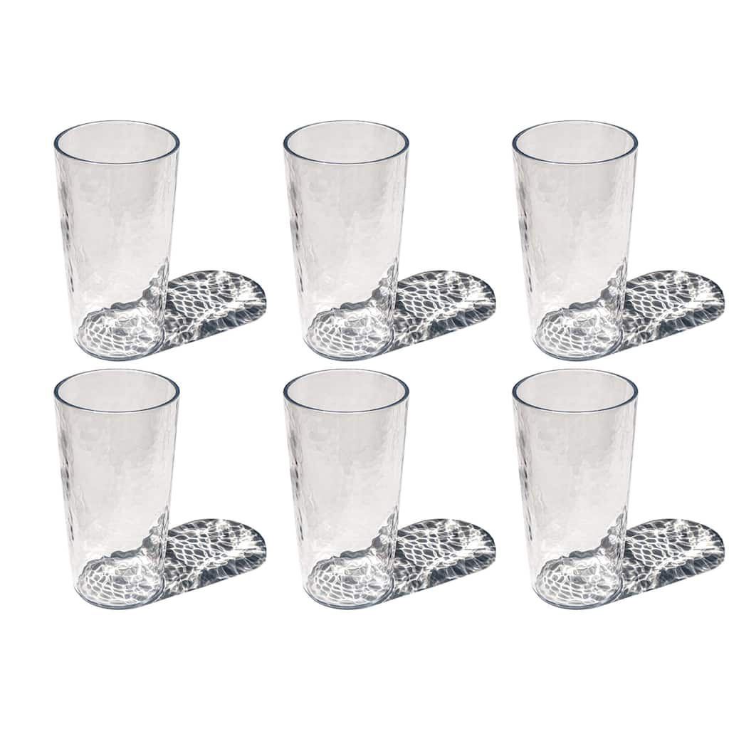 Abode Homewares Hammered Rustic Acrylic Drinking Glass - Clear - Set of 6