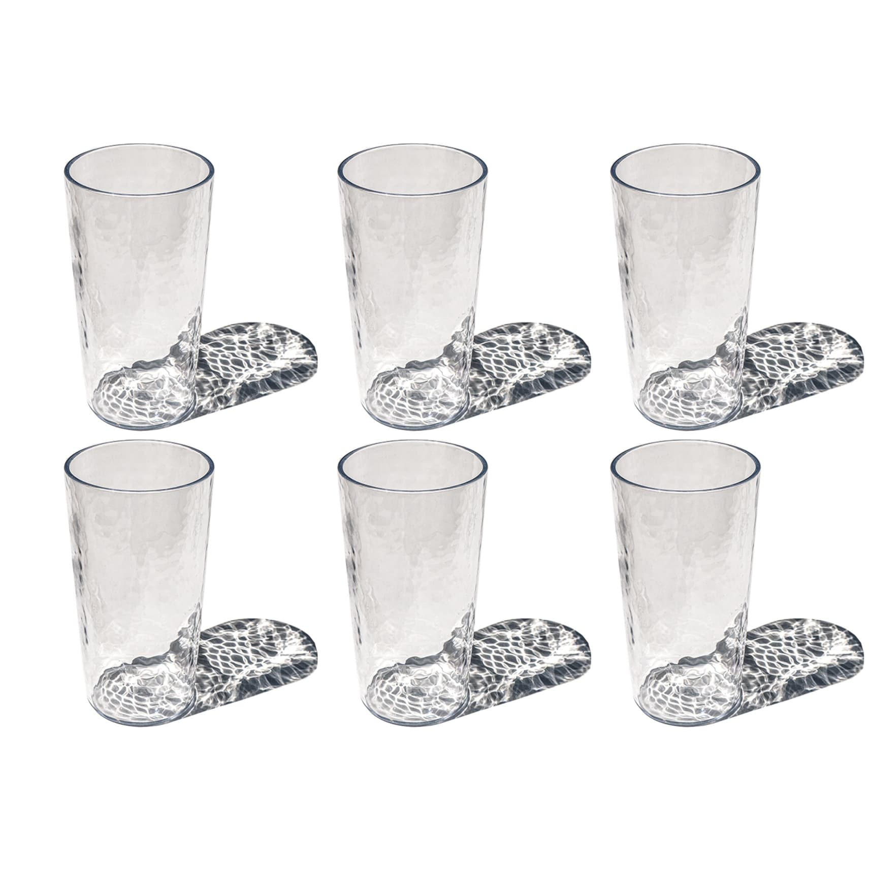 Abode Homewares Hammered Rustic Acrylic Drinking Glass - Clear - Set of 6