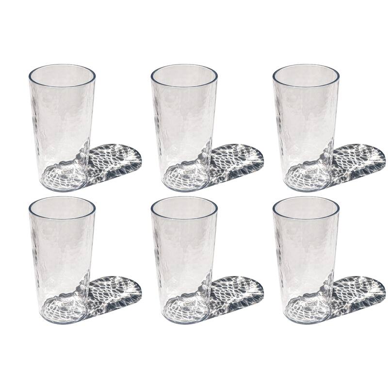 Abode Homewares Hammered Rustic Acrylic Drinking Glass - Clear - Set of 6 - 23.2 oz