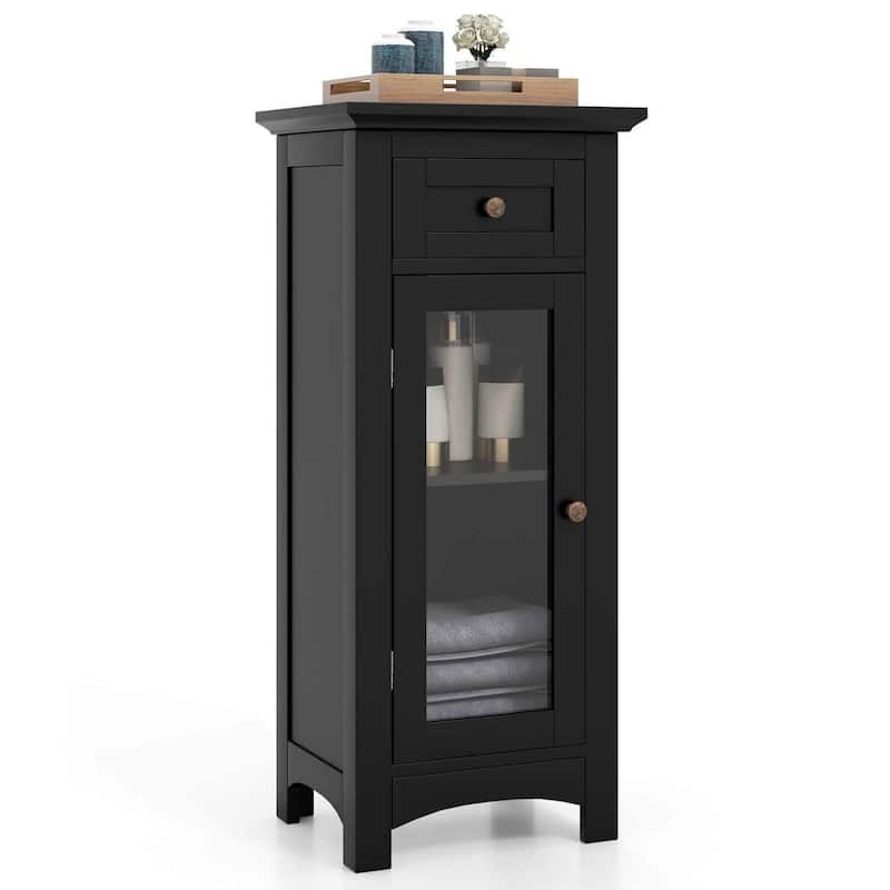 Freestanding Bathroom Storage Cabinet Narrow Bathroom Organizer - Black
