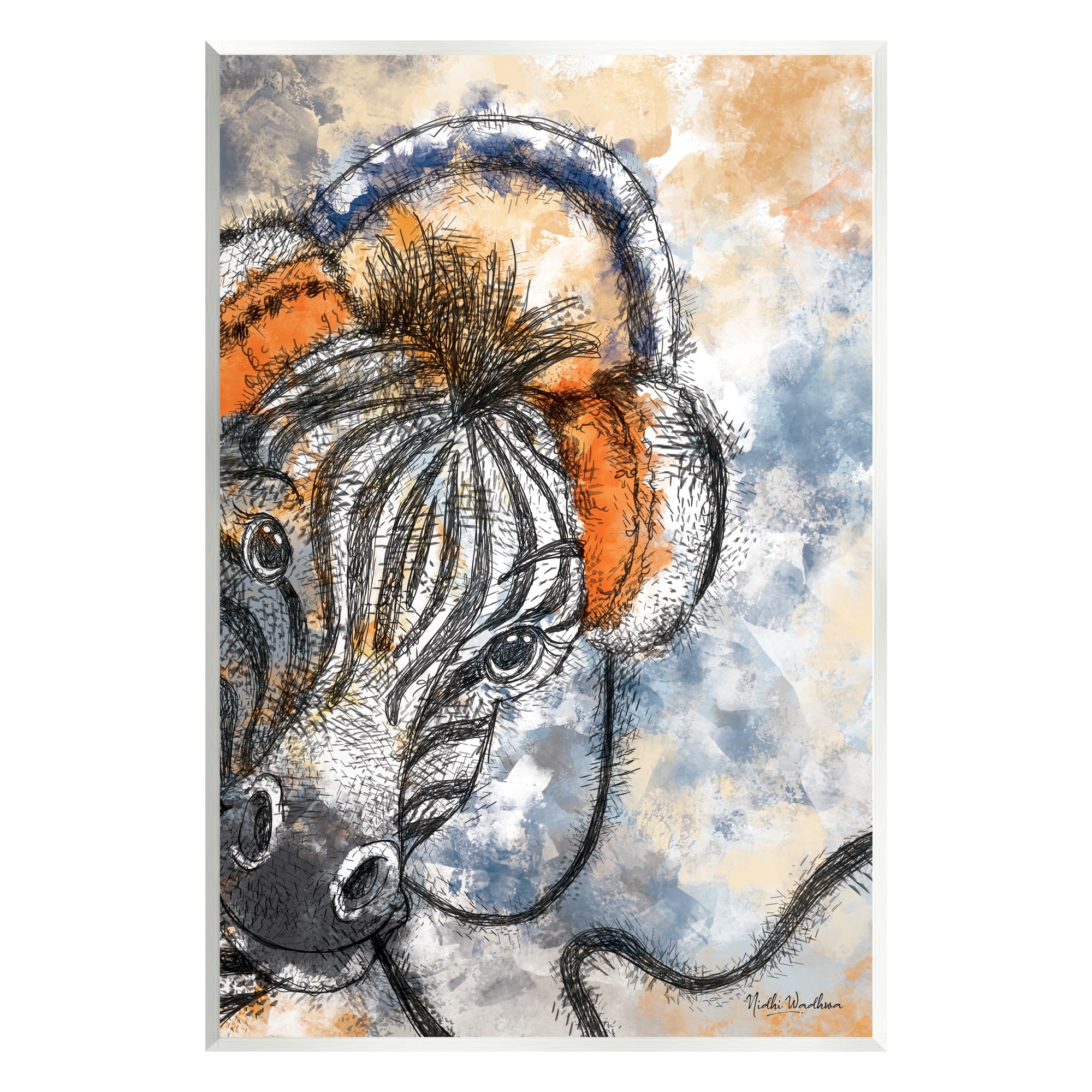 Stupell Zebra with Headphones Wall Plaque Art Design by
