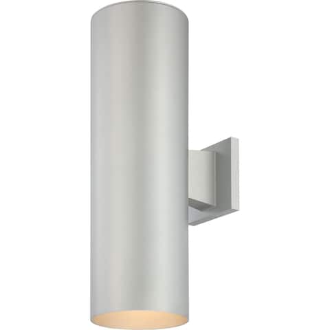 Volume Lighting 2-Light LED Silver Gray Outdoor Cylinder Wall Mount