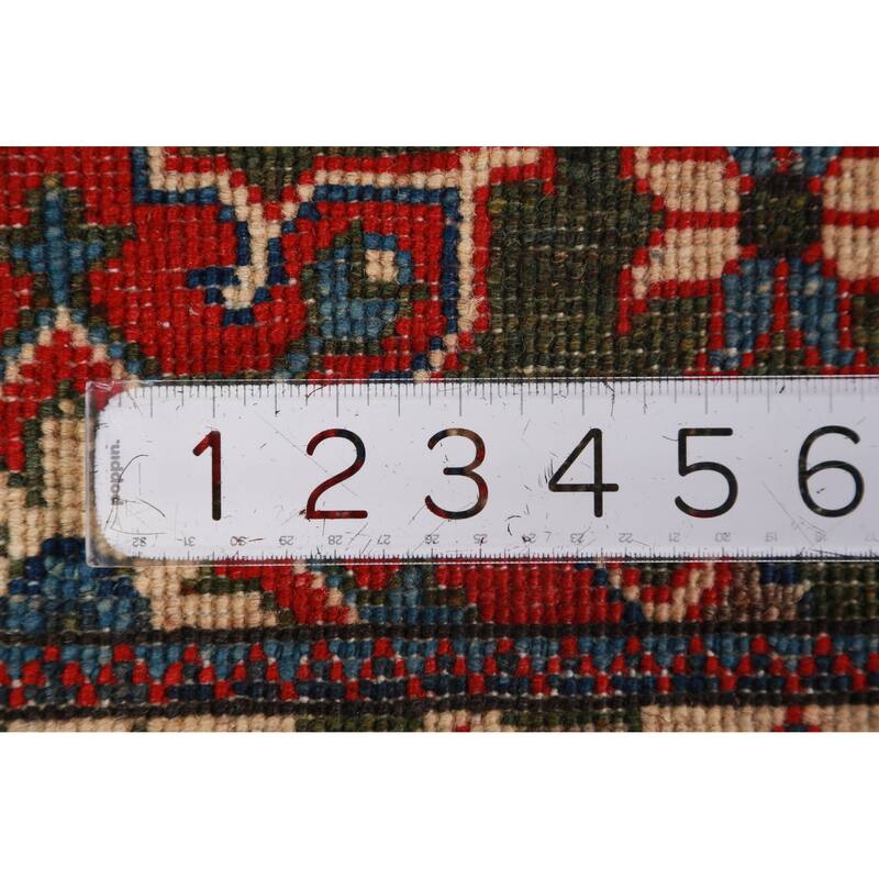 Geometric Green Kazak Oriental Foyer Rug Handmade Wool Carpet - 2'0"x 3'0"