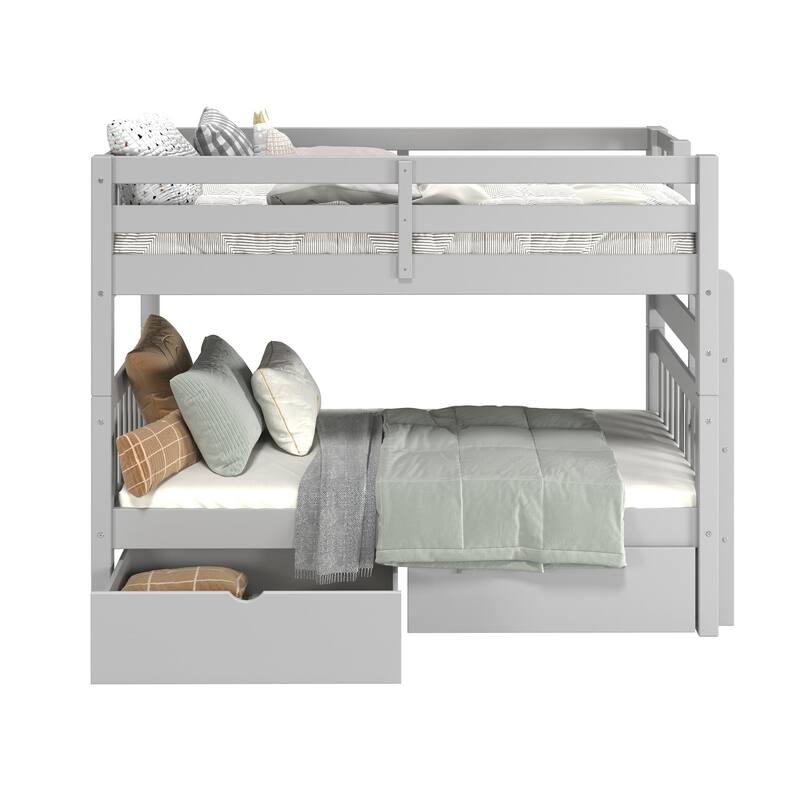Taylor & Olive Trillium Twin over Twin Bunk Bed with Ladder, 2 Drawers