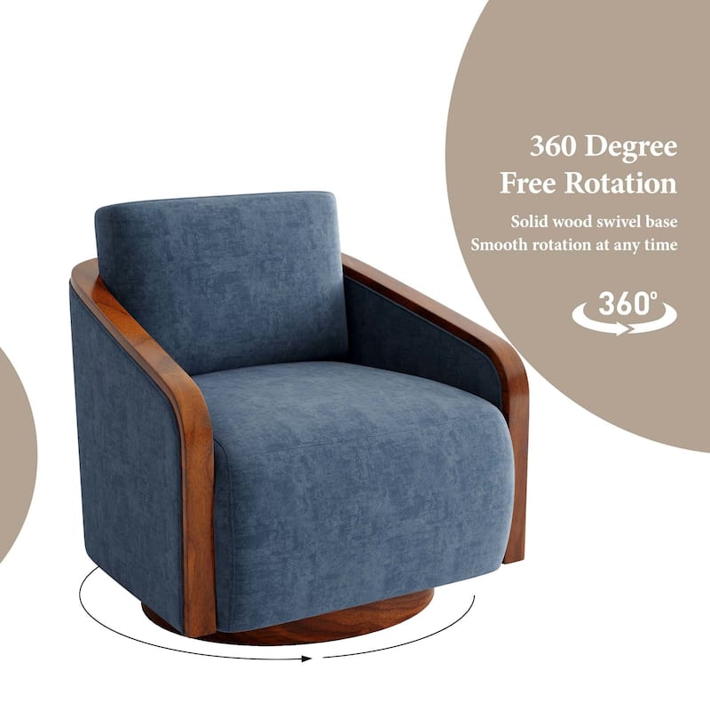 Chenille Modern 360°Swivel Barrel Chair Round Base