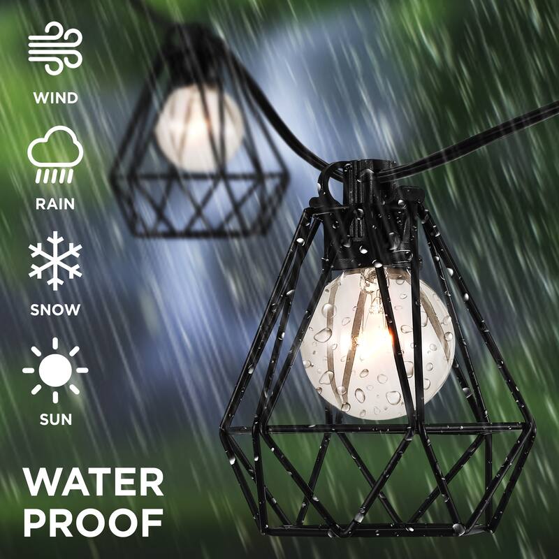 JONATHAN Y 10 ft G40 Diamond String Lights - 10-Light, Indoor/Outdoor - 10-Light