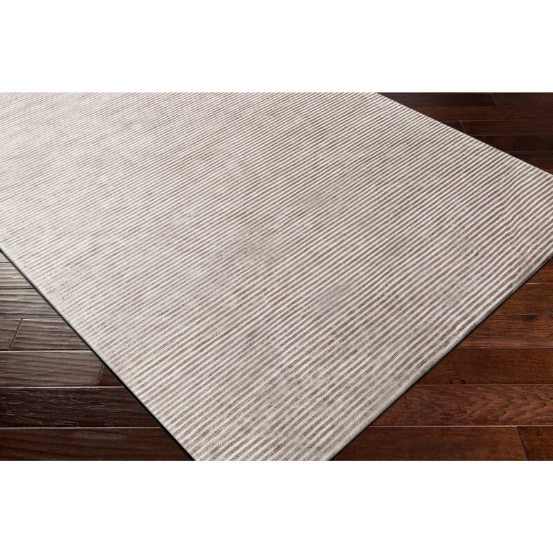 Elle Handmade Striped Solid Viscose Area Rug