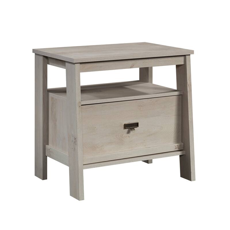 Wood Farmhouse Nightstand with 1 Drawer and Open Shelf - Brown