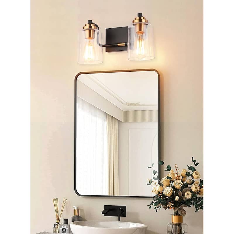 2 lights vanity light black fixtures light glass, metal wall light