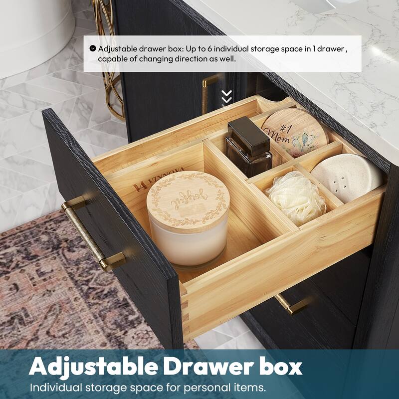 Gara Single Bath Vanity with Composite Stone Top without Mirror