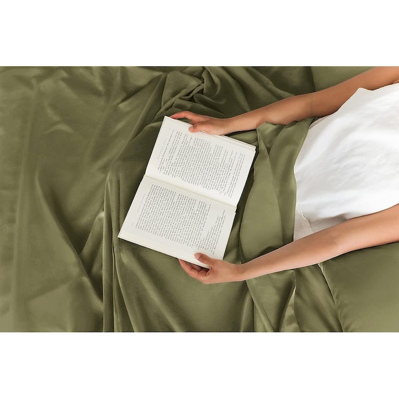 CGK Linens Brushed Microfiber Soft Wrinkle free 4 Piece Bed Sheet Set - Queen - Sage Green
