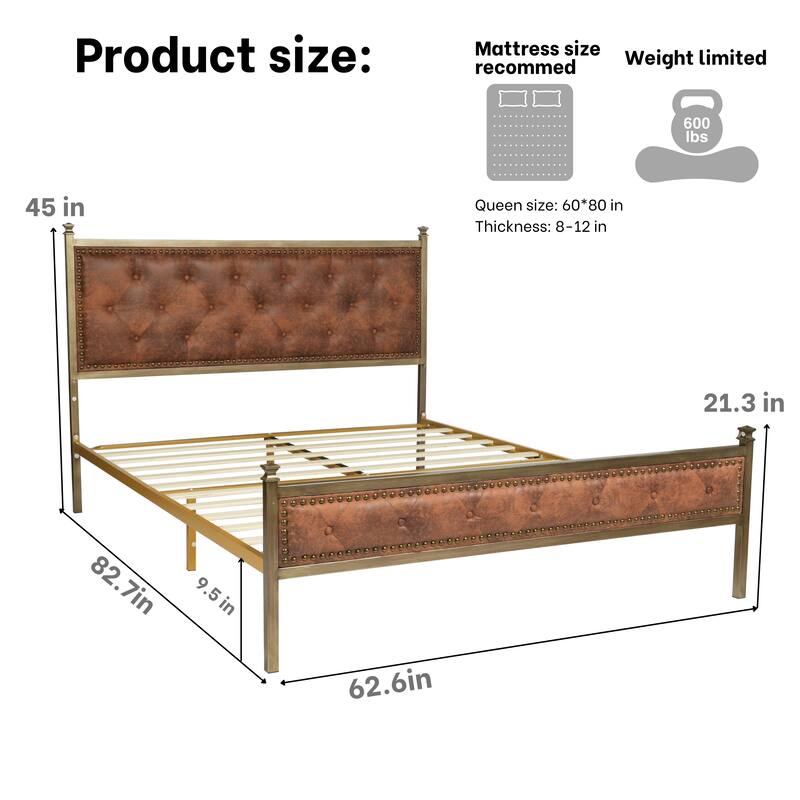 HomyLin Upholstered Platform Bed Frame with Tufted Headboard, No Box Spring Needed