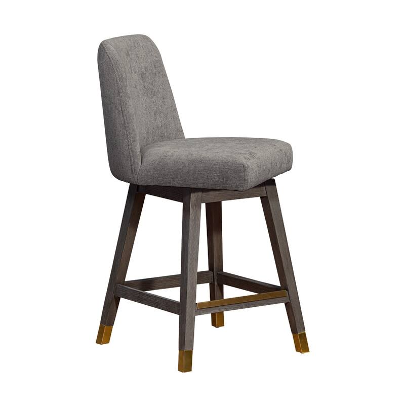 Full Back Swivel Counter Height Bar Stool with Armrest and Foam Cushion Seat Wood Frame for Kitchen