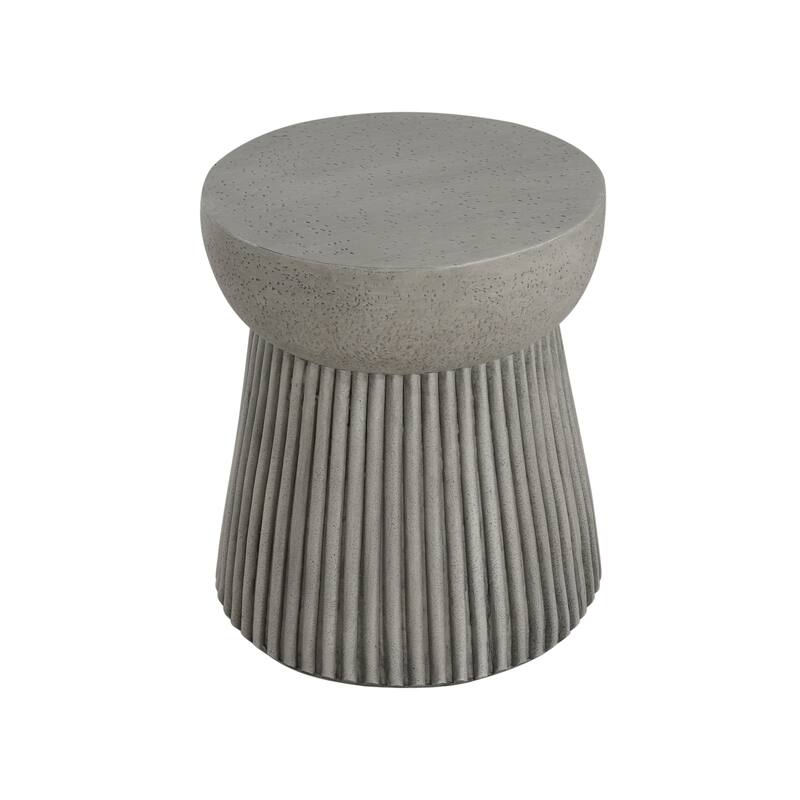 Roomfitters Outdoor Lightweight Side Table, Modern Fluted Accent Table for Patio, Garden or Living Room, Light Grey