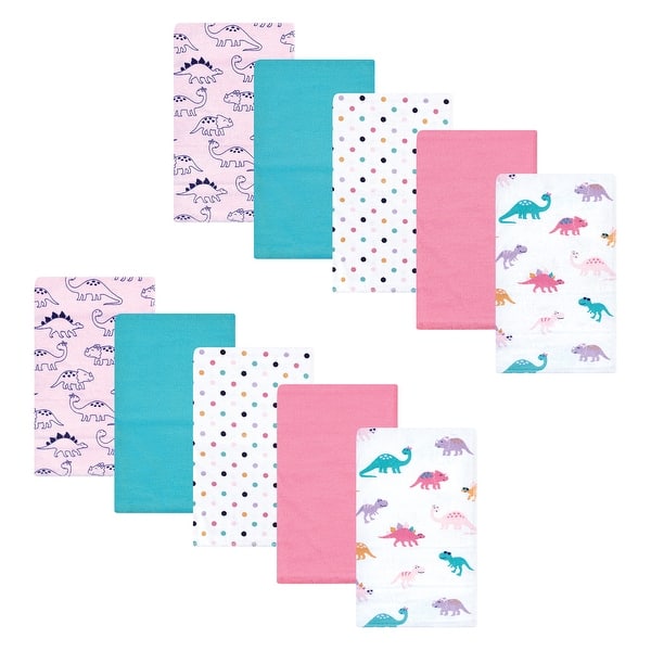 slide 1 of 1, Hudson Baby Infant Girl Cotton Flannel Burp Cloths, Cuteasaurus, One Size - Cuteasaurus - One Size One Size - Cuteasaurus