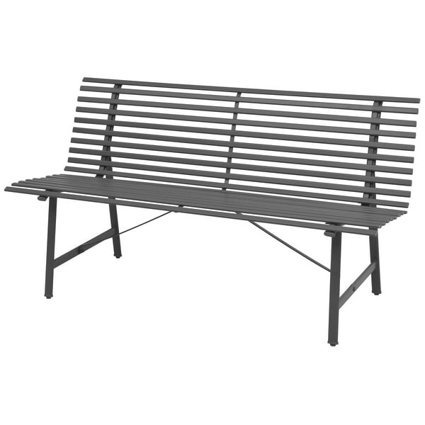 vidaXL Garden Bench 59" Steel Anthracite Outdoor Park Seats Chairs Furniture - 59" x 24.4" x 31.5"
