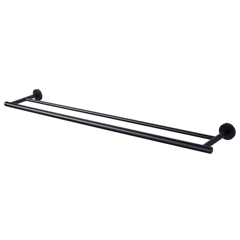 WOWOW Wall Mounted Stainless Steel Double Towel Bar - 36-inch - Matte Black